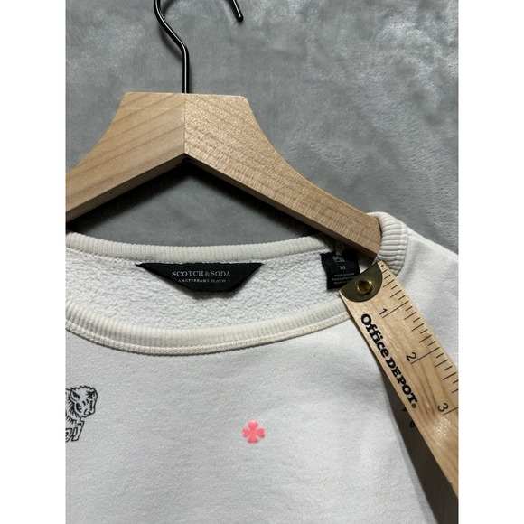 Scotch & Soda Buffalo Print Crewneck Sweatshirt Size M Off White Bison AB Logo - Picture 4 of 9